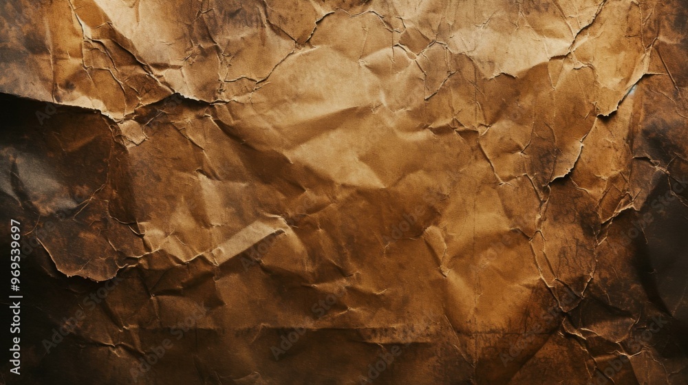 Naklejka premium Crumpled Brown Paper Texture Background - Vintage Design
