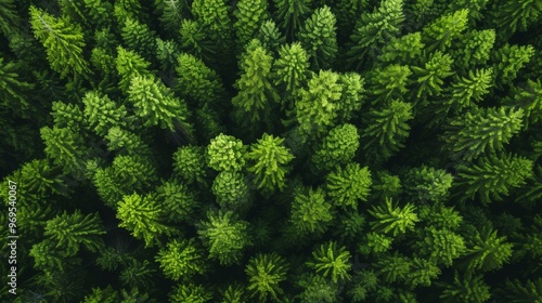 Aerial View of Lush Evergreen Forest