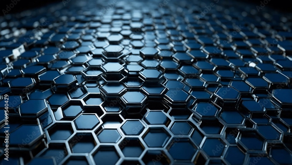 3D hexagonal pattern in deep blue, with a geometric and futuristic feel. 3D hexagonal pattern in deep blue, with a geometric and futuristic feel.