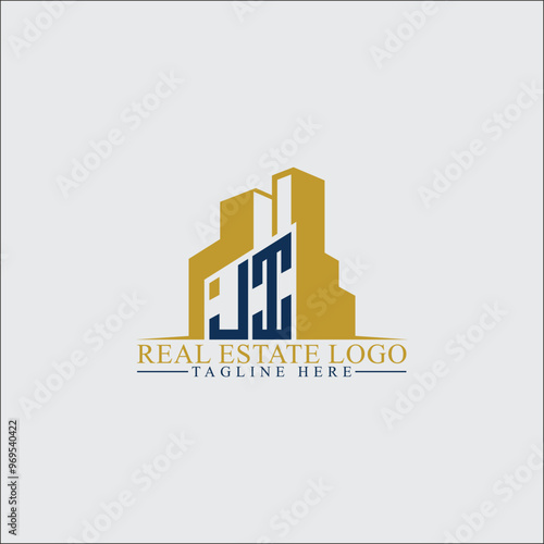 Modern JI Real Estate Logo Design with Building Silhouettes
