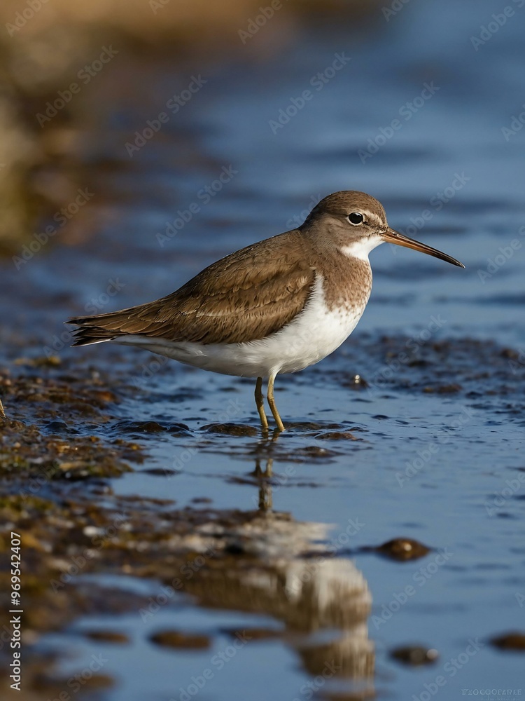 A common sandpiper perched along the western Swedish coast. A common sandpiper perched along the western Swedish coast.
