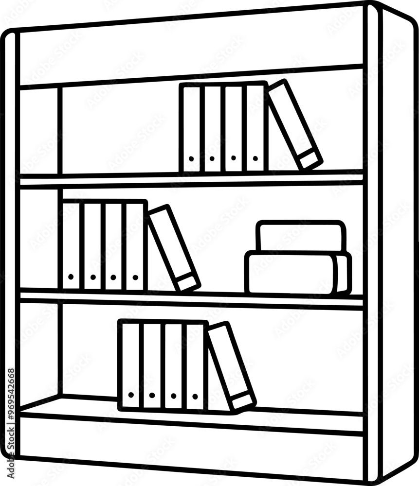 Bookshelf line art silhouette vector illustration Bookshelf line art silhouette vector illustration
