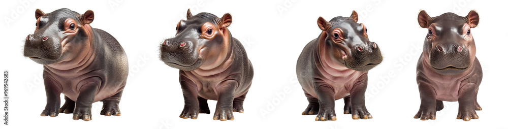 Obraz premium Hippopotamus baby isolated on a transparent background.