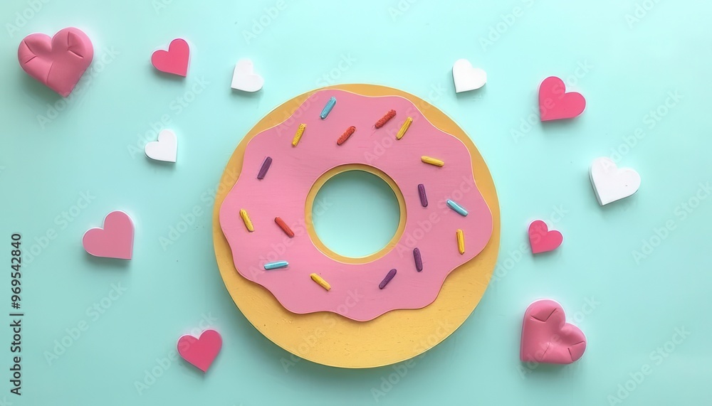 Paper Cut Craft Illustration of Donuts with Colorful Layers and Designs Paper Cut Craft Illustration of Donuts with Colorful Layers and Designs