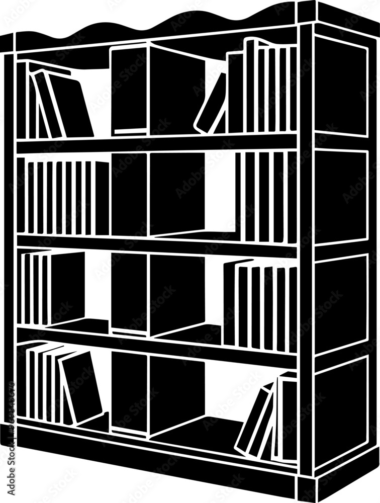 Bookshelf silhouette vector illustration Bookshelf silhouette vector illustration
