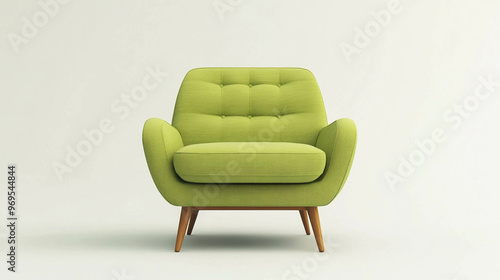Obraz na płótnie A modern and comfortable armchair in green colors isolated on a light beige background w salonie