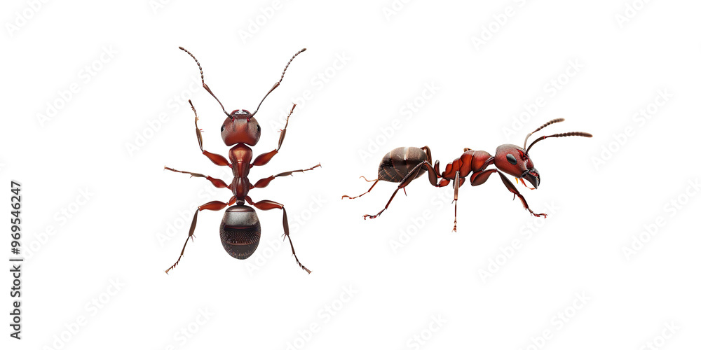Close-Up of a Realistic Red Ant on a transparent background Close-Up of a Realistic Red Ant on a transparent background