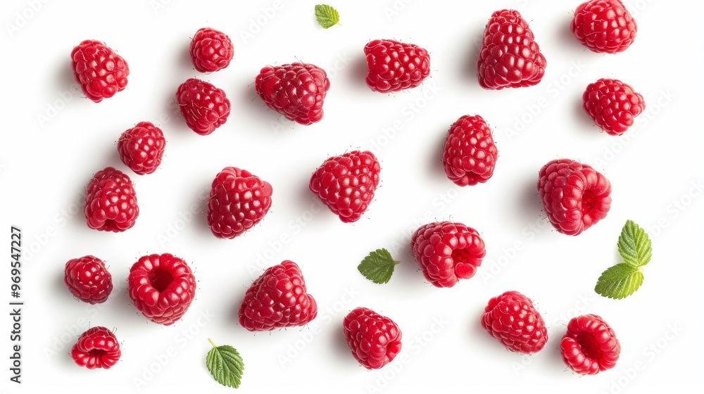 Red Raspberries on White Background - Food Photography Red Raspberries on White Background - Food Photography