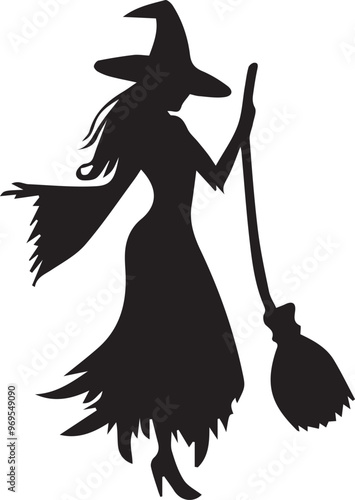  Witch silhouette vector EPS