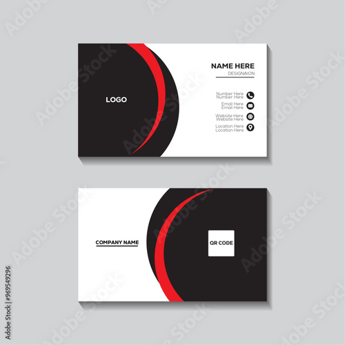 Double sided business card design  red and black color 
