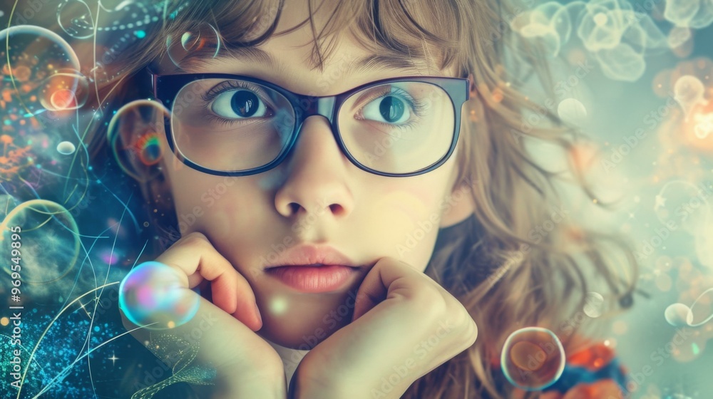 Young Girl Dreaming: A Portrait of Childhood Wonder Young Girl Dreaming: A Portrait of Childhood Wonder