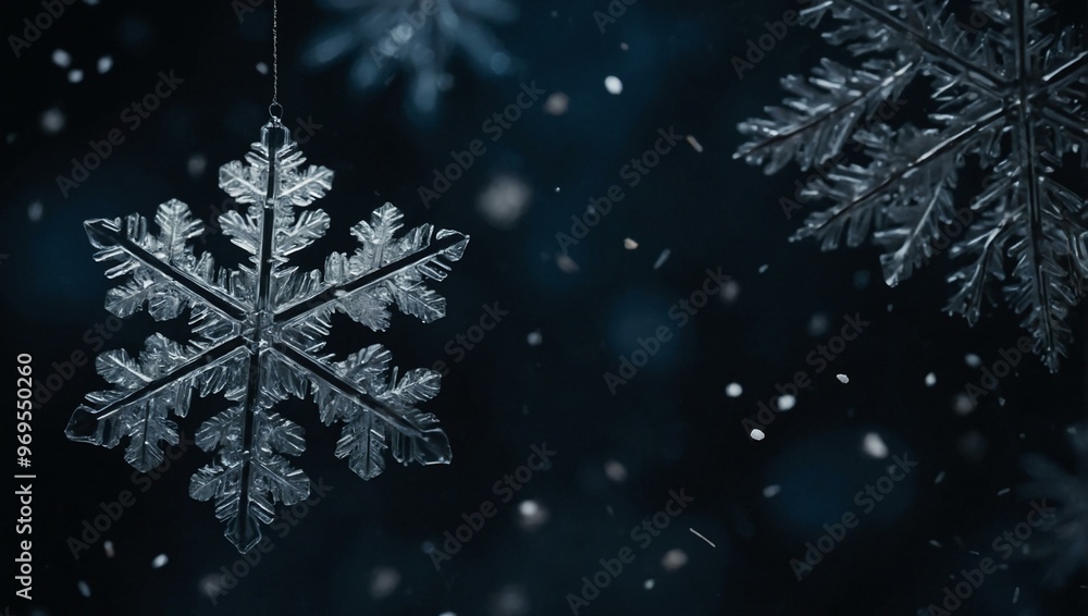 Abstract image of snowflakes falling on a dark background. Abstract image of snowflakes falling on a dark background.