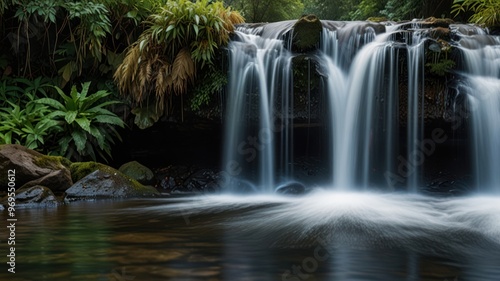 Waterfall in a Lush Forest