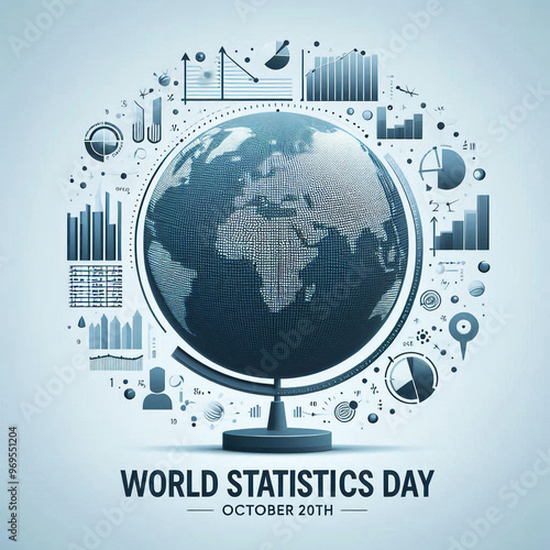 World Statistics day, Earth with statistics icons, statistics day slogan