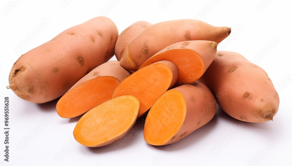 sweet potatoes on a white background sweet potatoes on a white background
