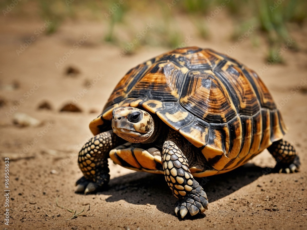 African star tortoise illustration, showing its distinct pattern. African star tortoise illustration, showing its distinct pattern.