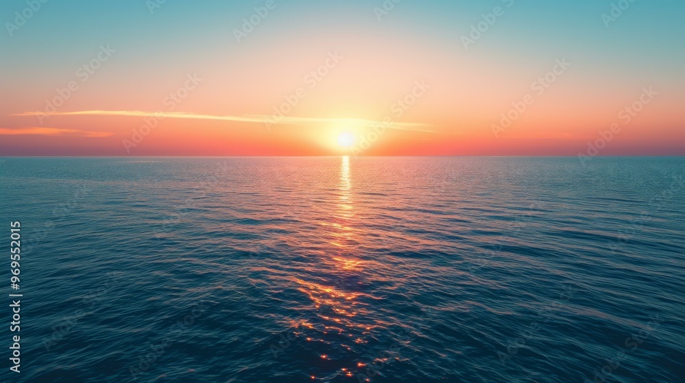 Obraz premium Stunning Sunset Over the Ocean: A Serene Horizon