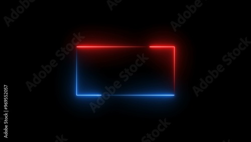 Rectangle neon glowing red and royal blue color 4k illustration. abstract beautiful technology background rectangle 4k illustration. 