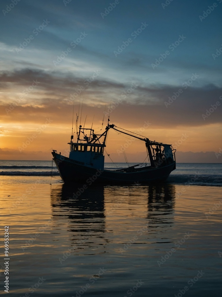 Another fishing boat silhouette in SVG format. Another fishing boat silhouette in SVG format.