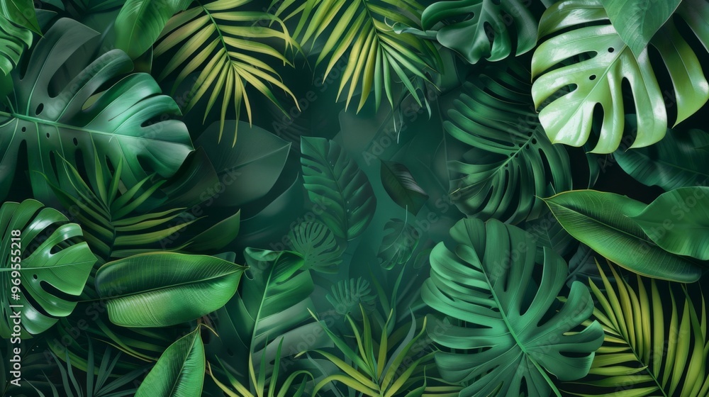 Tropical leaves background illustration generated by ai Tropical leaves background illustration generated by ai