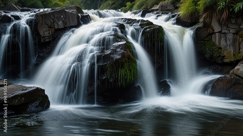 Fototapeta premium Waterfall cascading down rocks