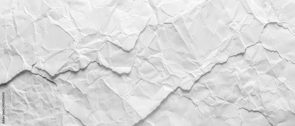 Crumpled white paper with torn surfaces arranged on a textured background creates a visual of disorder and fragility, highlighted by intricate details. Crumpled white paper with torn surfaces arranged on a textured background creates a visual of disorder and fragility, highlighted by intricate details.
