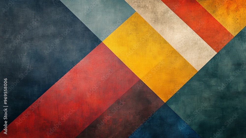 Abstract geometric pattern with bold colors on textured background Abstract geometric pattern with bold colors on textured background