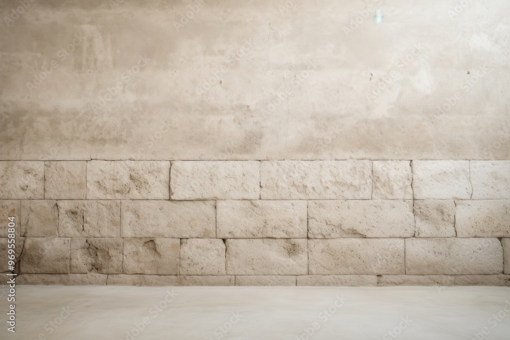 Fototapeta premium Light travertine concrete wall architecture backgrounds.