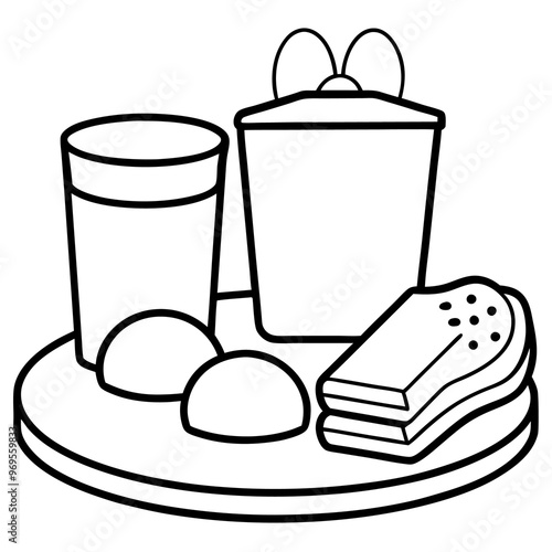 ready breakfast outline coloring book page line art drawing