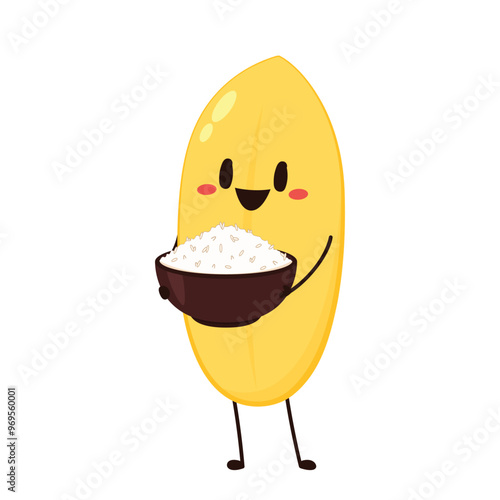 Paddy character design. rice vector on white background. rice seed.