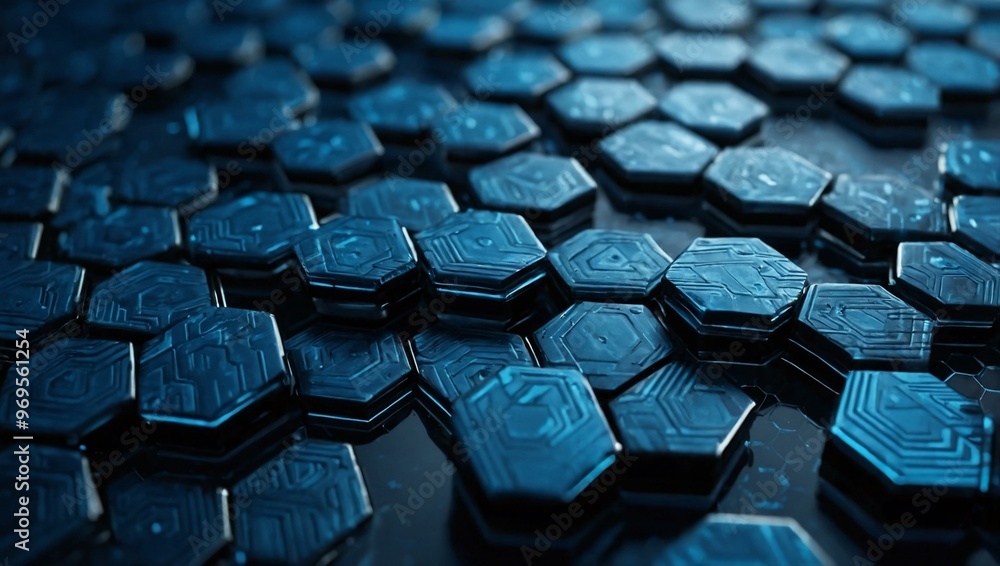 Blue hexagon network background. Blue hexagon network background.
