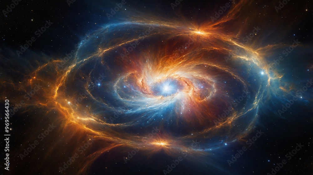 Magnificent cosmic explosion with vibrant colors in space, showcasing star formation and beauty. Magnificent cosmic explosion with vibrant colors in space, showcasing star formation and beauty.