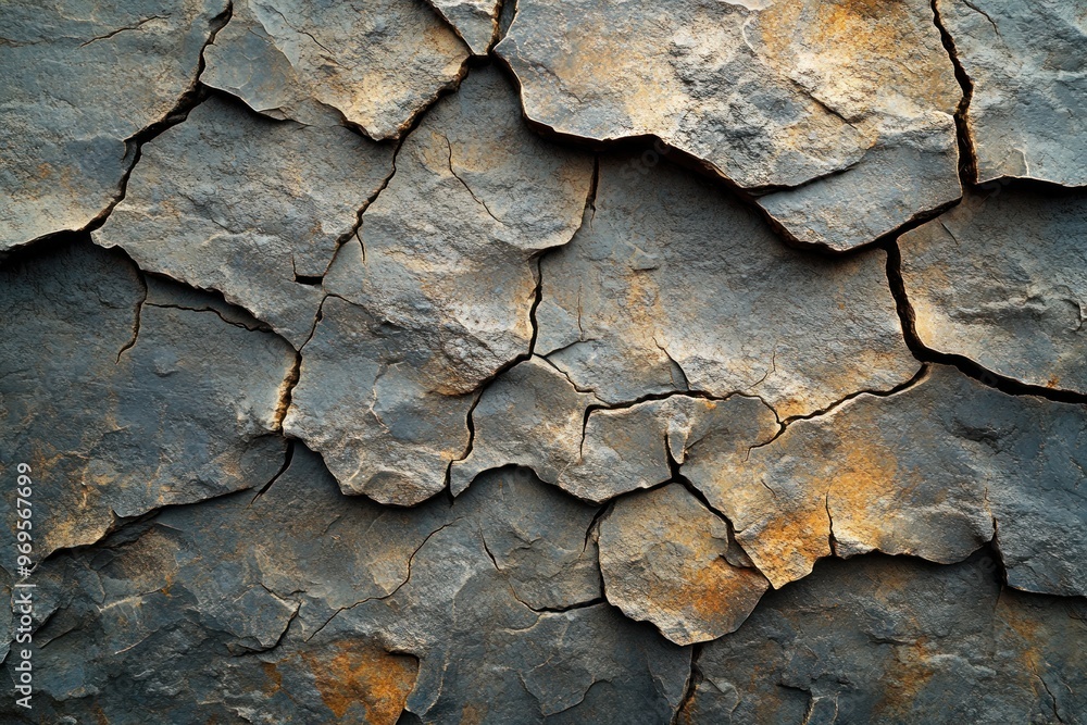 Cracked and Weathered Grey Rock Surface Cracked and Weathered Grey Rock Surface