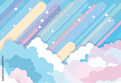 colorful sky, dream illustration, rainbow fantasy background