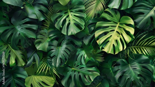 Tropical leaves background illustration generated by ai