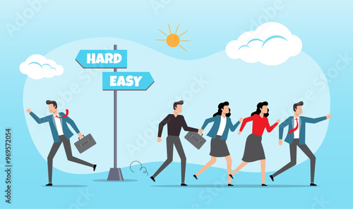 businesspeople easy career path with many enthusiasts