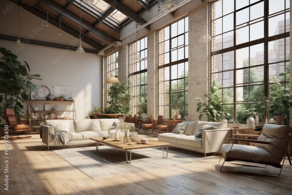 Fototapeta premium Interior Design furniture window architecture.