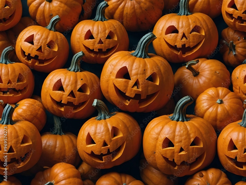 Cute orange pumpkins with smiles for Halloween vector design. Cute orange pumpkins with smiles for Halloween vector design.
