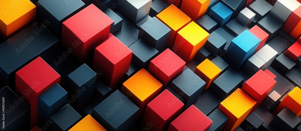 Abstract 3D Geometric Design with Colorful Cubes Abstract 3D Geometric Design with Colorful Cubes