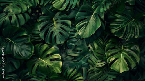 Tropical leaves background illustration generated by ai