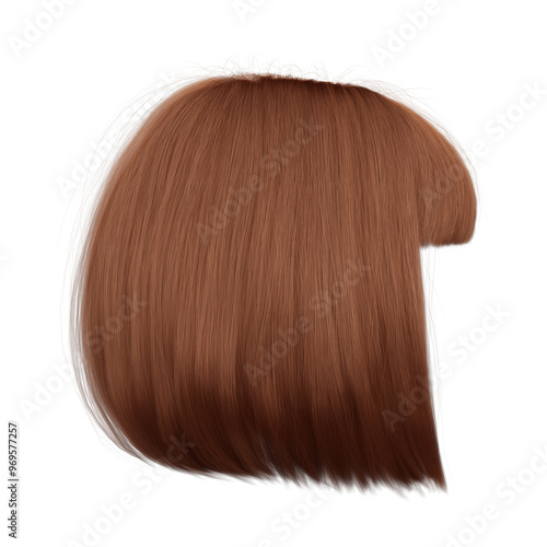 3d render short copper hair with bangs isolated