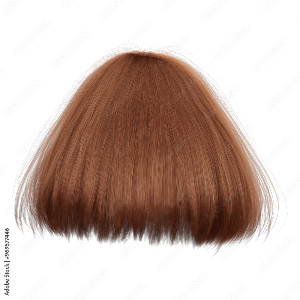 3d render short copper hair with bangs isolated 3d render short copper hair with bangs isolated