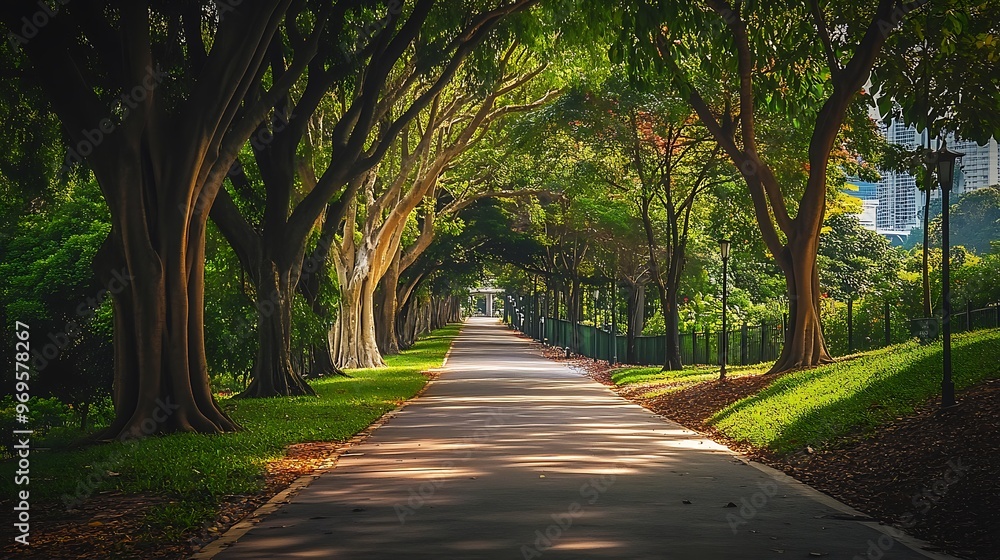 Serene Pathway Through Lush Canopy Serene Pathway Through Lush Canopy