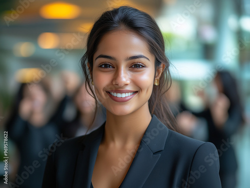 Beautiful indian business women portrait in blurred background