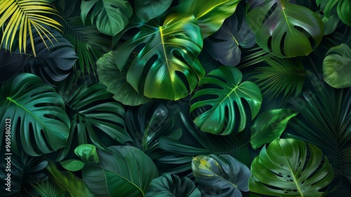 Wallpaper Mural Tropical leaves background illustration generated by ai Torontodigital.ca