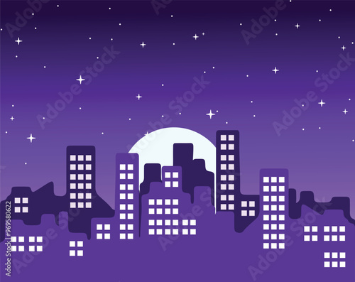 Elegant illustration of night cityscape