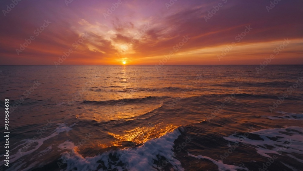 Warm sunset over the sea, painting the sky in shades of pink, orange, and purple. Warm sunset over the sea, painting the sky in shades of pink, orange, and purple.