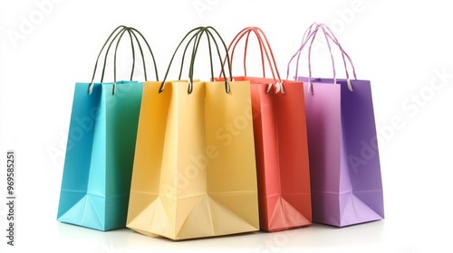 Wallpaper Mural Plenty of colorful paper shopping bags on a white isolated background. Torontodigital.ca