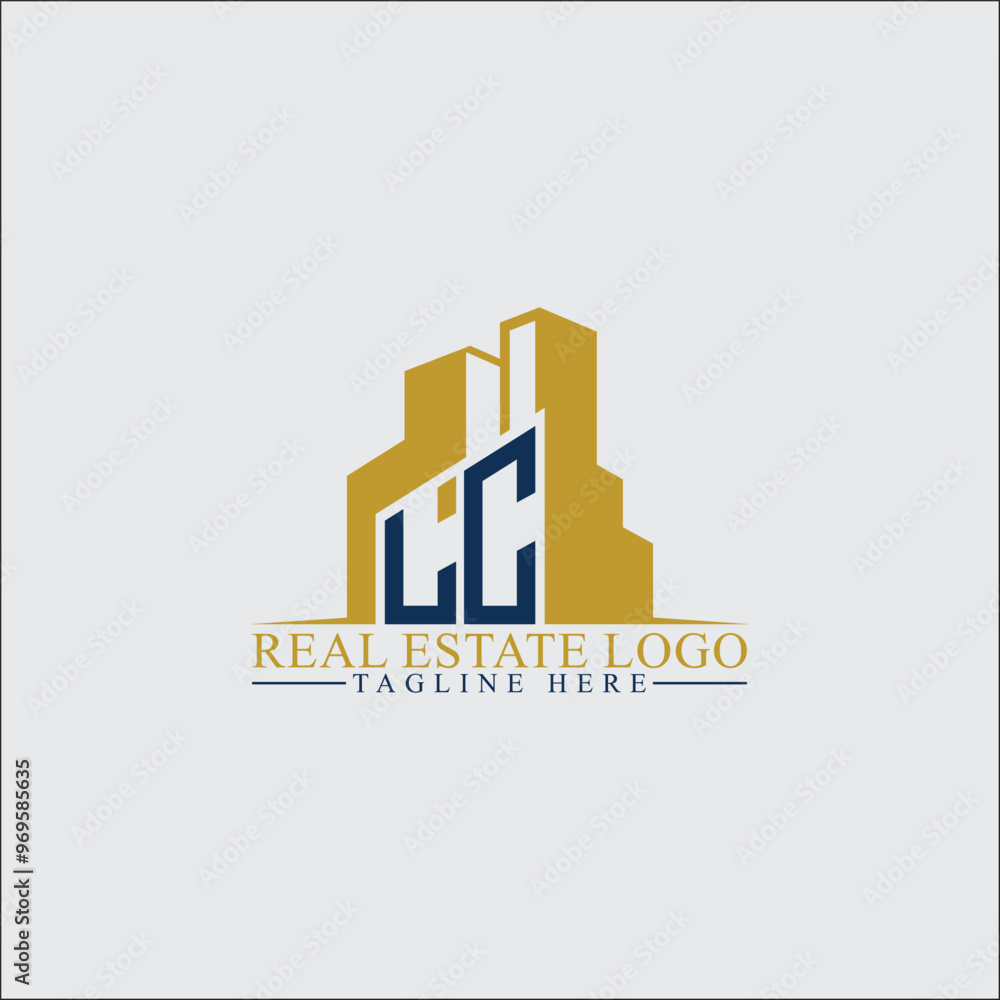 Modern LC Real Estate Logo Design with Building Silhouettes Modern LC Real Estate Logo Design with Building Silhouettes