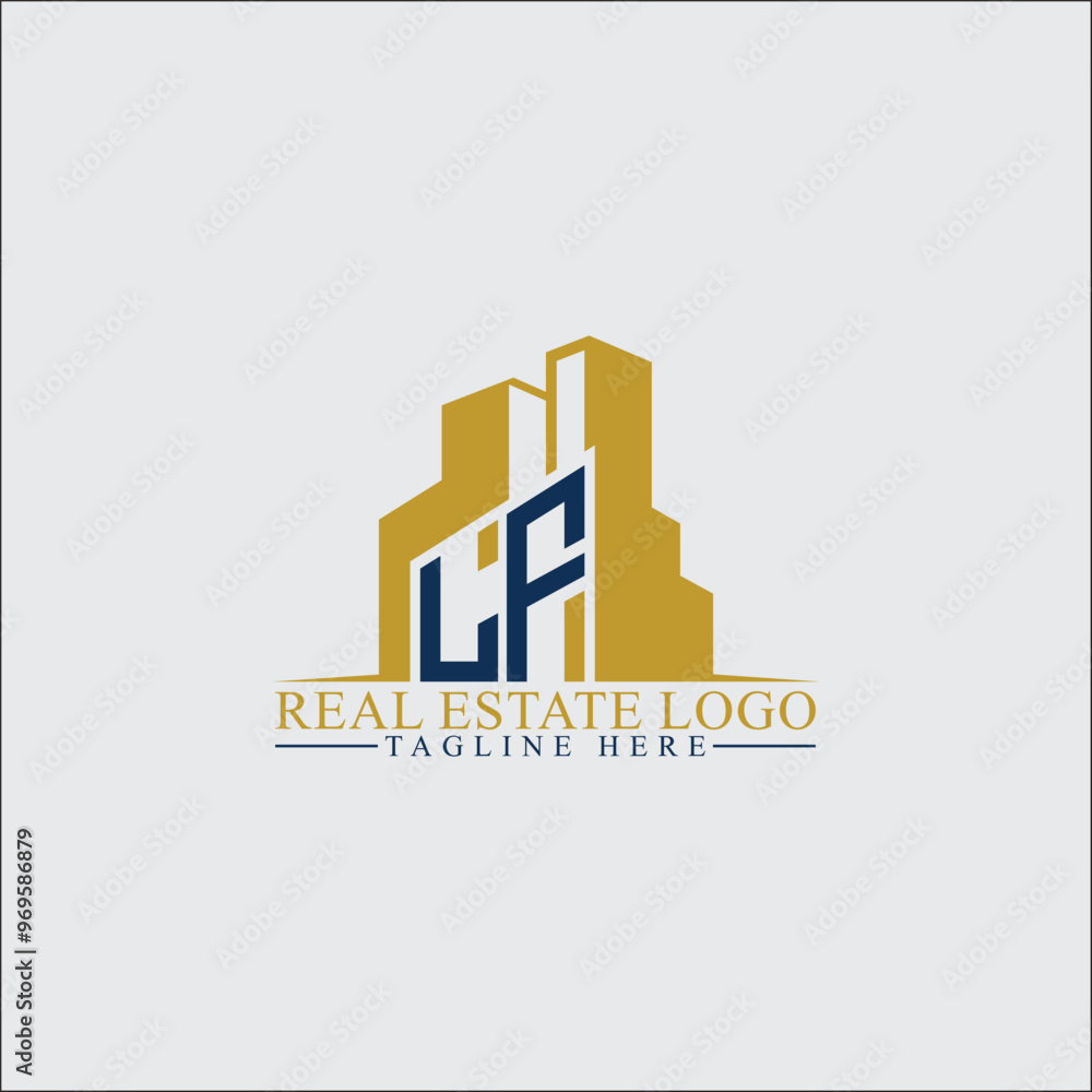 Modern LF Real Estate Logo Design with Building Silhouettes Modern LF Real Estate Logo Design with Building Silhouettes